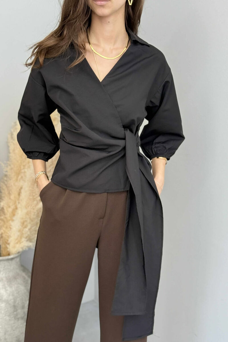 ONE COLOR LACING WOMEN SHIRT BLACK/ E ZEZE - 5