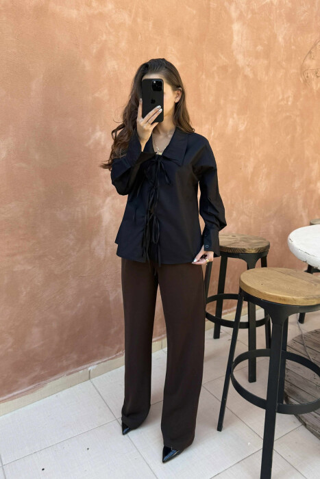 ONE COLOR LACING WOMEN SHIRT BLACK/ E ZEZE - 3