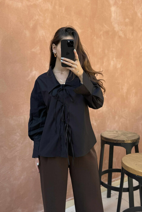 ONE COLOR LACING WOMEN SHIRT BLACK/ E ZEZE 