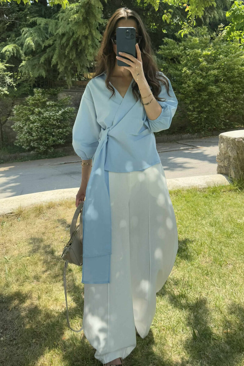 ONE COLOR LACING WOMEN SHIRT LIGHTBLUE/BZ - 2