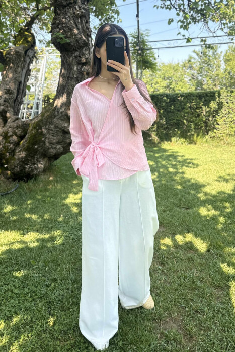 ONE COLOR LACING WOMEN SHIRT PINK/ROZE 
