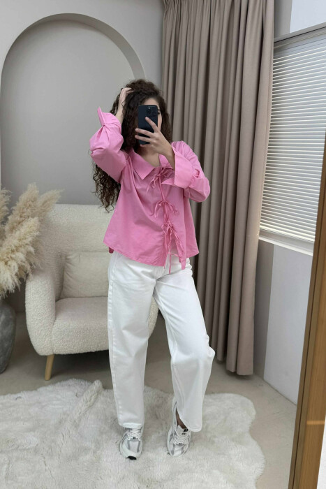 ONE COLOR LACING WOMEN SHIRT PINK/ROZE 