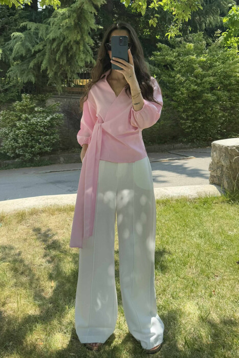 ONE COLOR LACING WOMEN SHIRT PINK/ROZE 