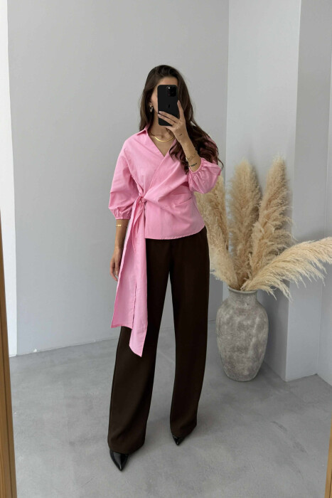 ONE COLOR LACING WOMEN SHIRT PINK/ROZE 