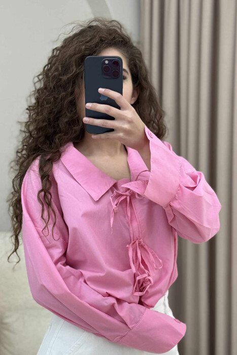 ONE COLOR LACING WOMEN SHIRT PINK/ROZE - 2