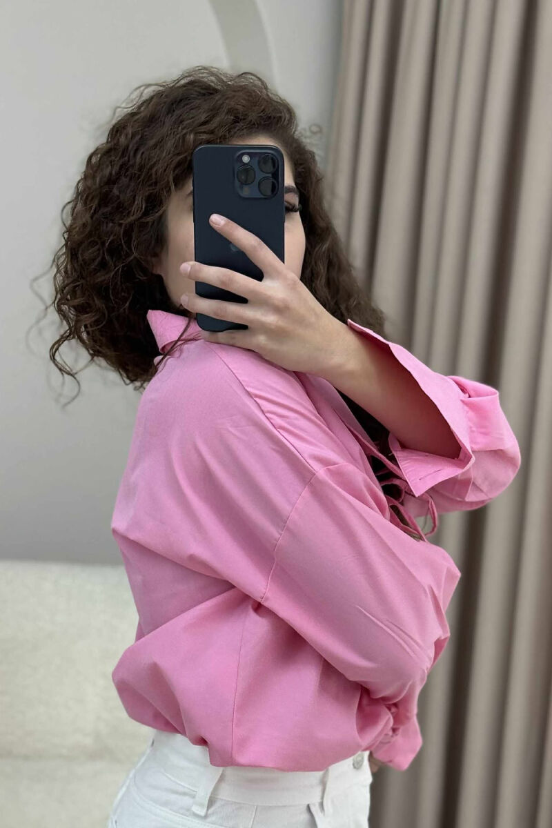 ONE COLOR LACING WOMEN SHIRT PINK/ROZE - 3