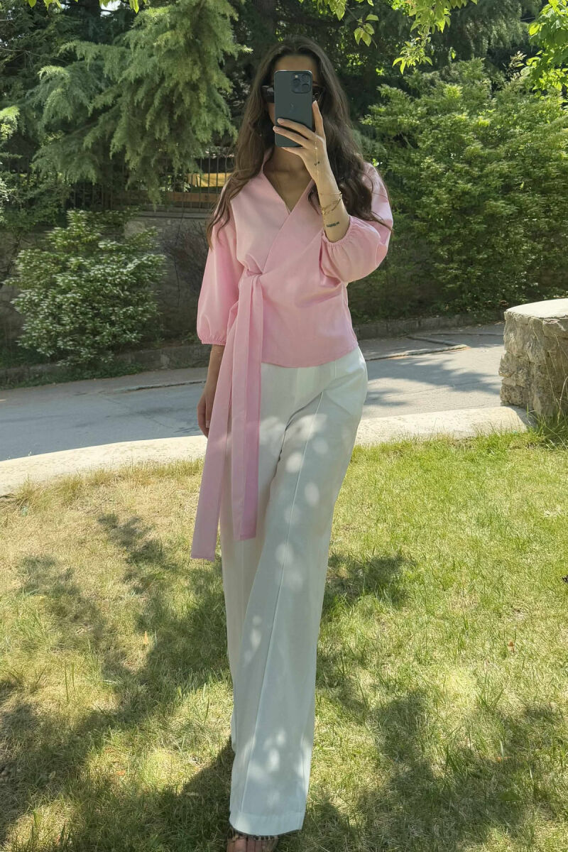 ONE COLOR LACING WOMEN SHIRT PINK/ROZE - 2