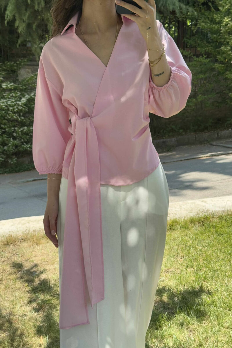 ONE COLOR LACING WOMEN SHIRT PINK/ROZE - 3