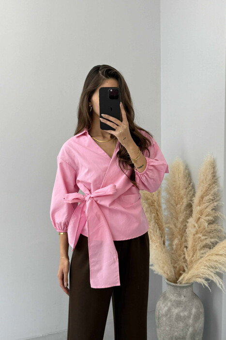 ONE COLOR LACING WOMEN SHIRT PINK/ROZE - 2