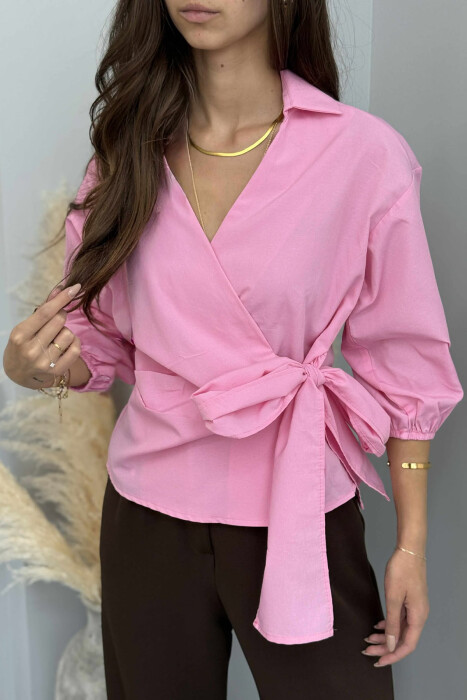 ONE COLOR LACING WOMEN SHIRT PINK/ROZE - 4