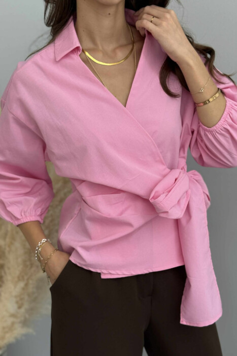 ONE COLOR LACING WOMEN SHIRT PINK/ROZE - 5