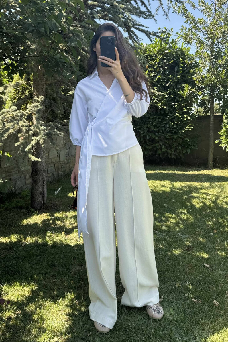 ONE COLOR LACING WOMEN SHIRT WHITE-E BARDHE - 1
