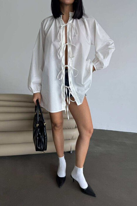 ONE COLOR LACING WOMEN SHIRT WHITE-E BARDHE - 2