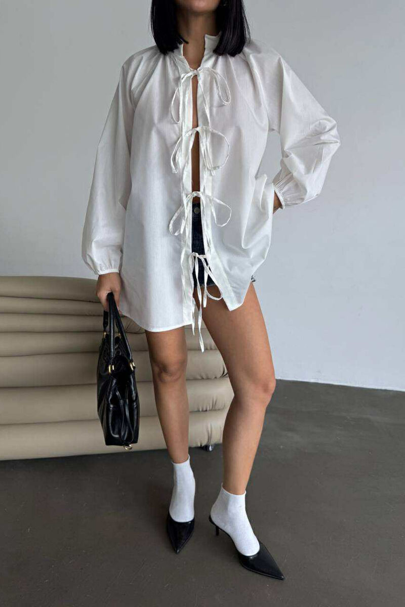 ONE COLOR LACING WOMEN SHIRT WHITE-E BARDHE - 2