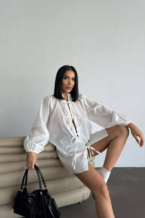 ONE COLOR LACING WOMEN SHIRT WHITE-E BARDHE - 3