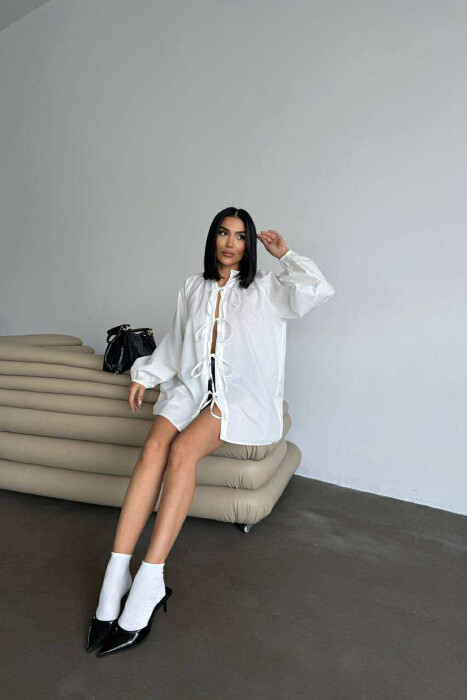 ONE COLOR LACING WOMEN SHIRT WHITE-E BARDHE - 4