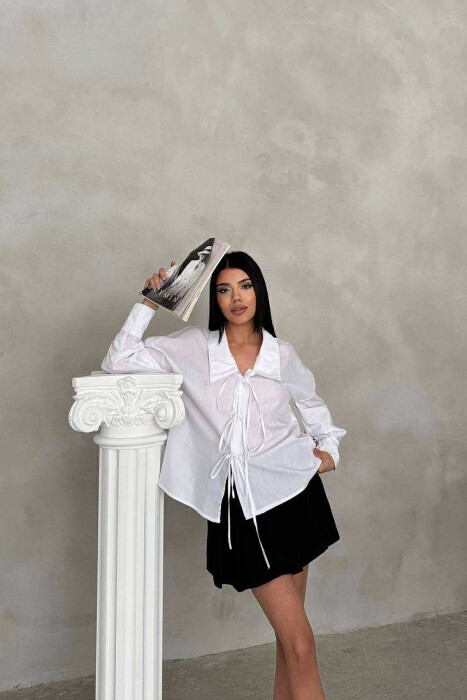 ONE COLOR LACING WOMEN SHIRT WHITE-E BARDHE - 2