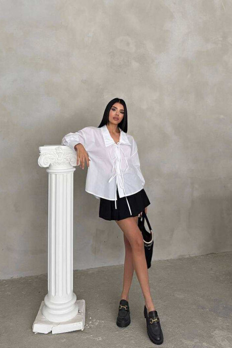 ONE COLOR LACING WOMEN SHIRT WHITE-E BARDHE - 3