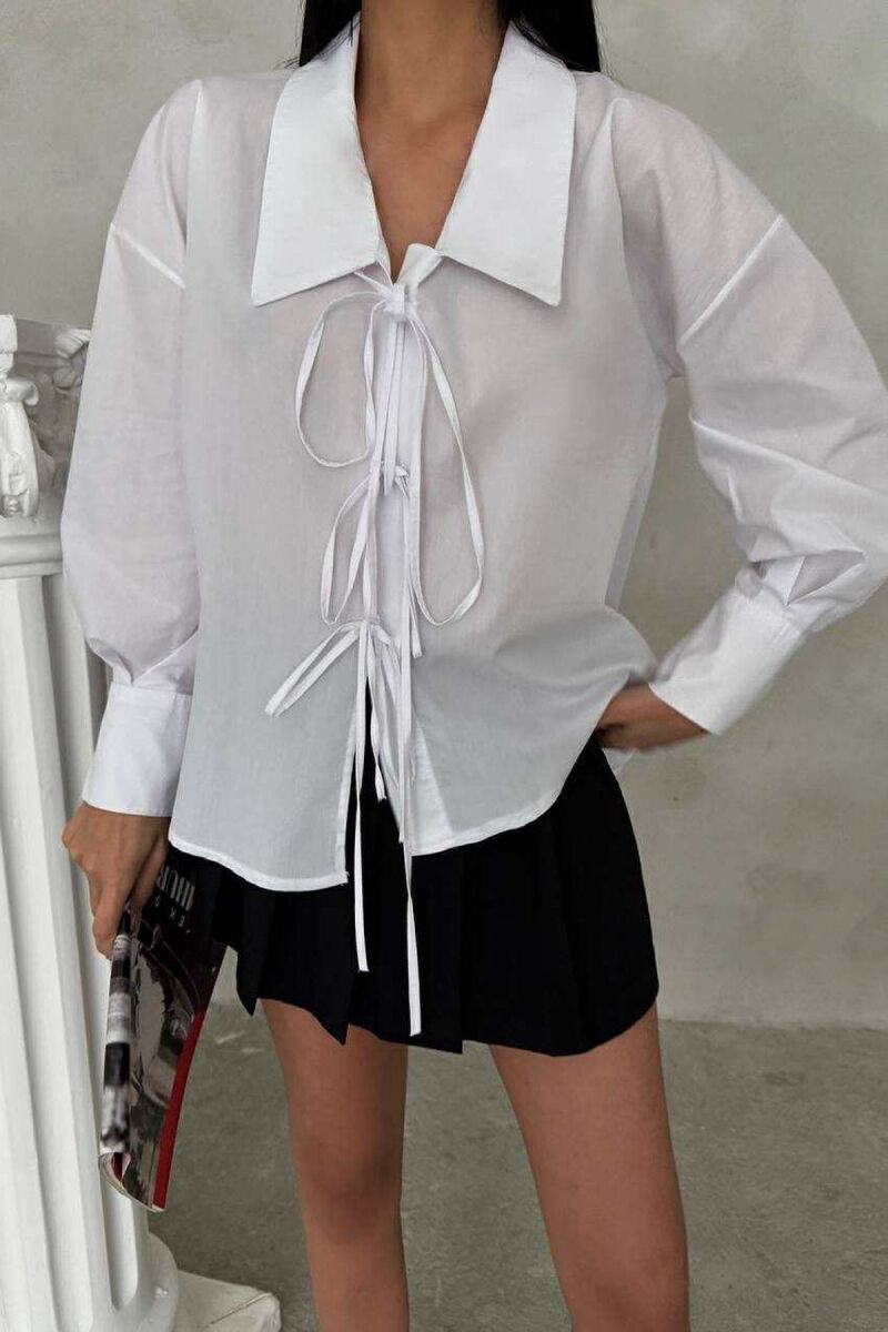 ONE COLOR LACING WOMEN SHIRT WHITE-E BARDHE - 4