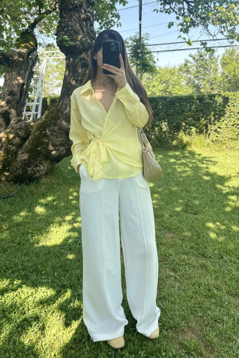 ONE COLOR LACING WOMEN SHIRT YELLOW/E VERDHE 