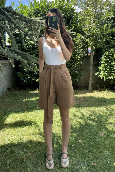 ONE COLOR LACING WOMEN SHORTS BROWN/KAFE 