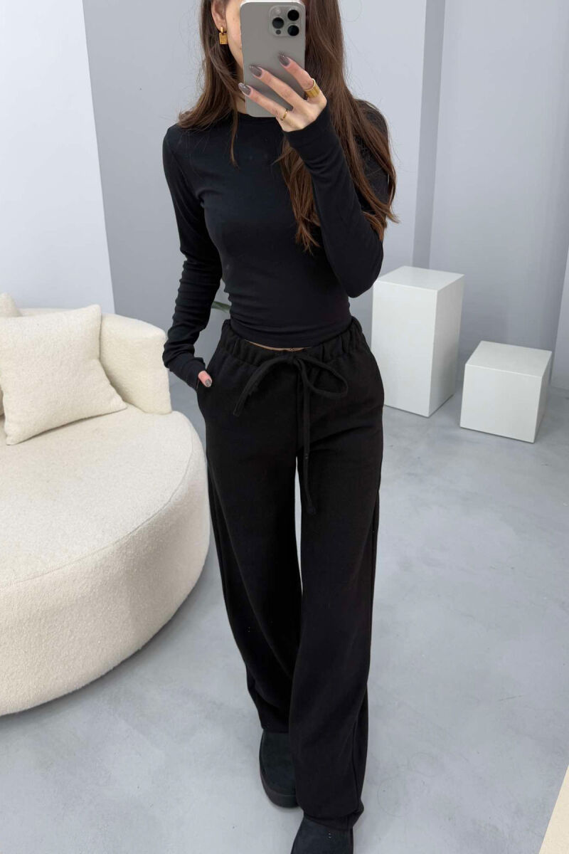 ONE COLOR LACING WOMEN TROUSERS BLACK/ E ZEZE - 1