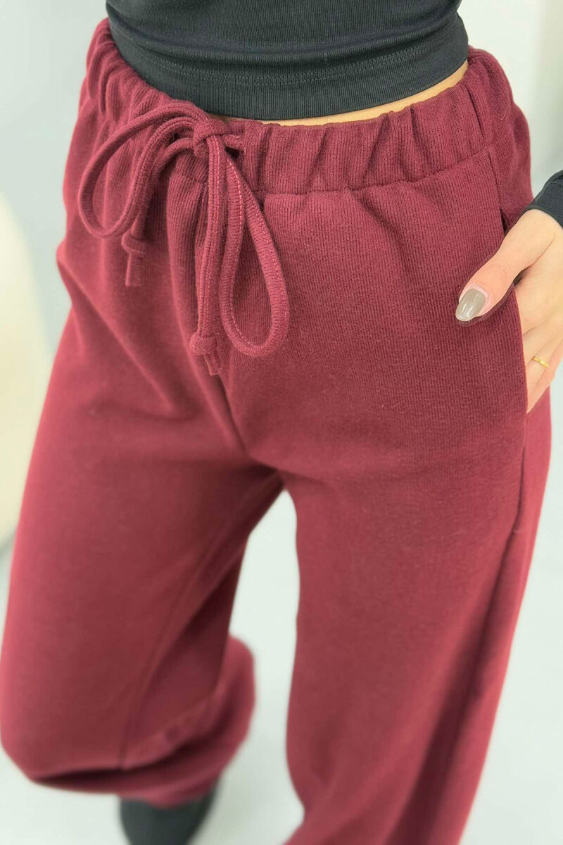 ONE COLOR LACING WOMEN TROUSERS BURGUNDY/VISHNJE - 2