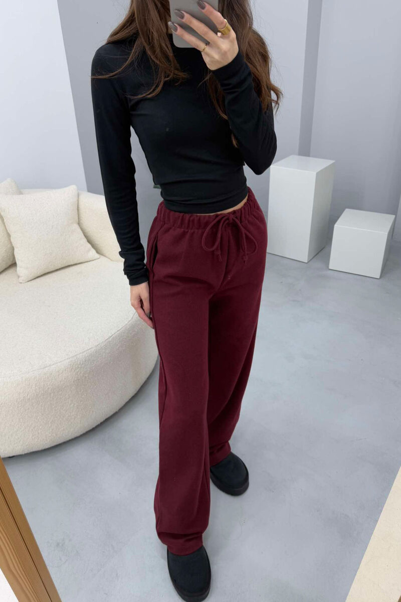 ONE COLOR LACING WOMEN TROUSERS BURGUNDY/VISHNJE - 3