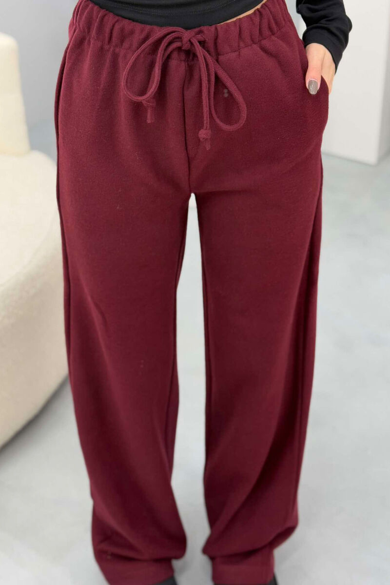 ONE COLOR LACING WOMEN TROUSERS BURGUNDY/VISHNJE - 4