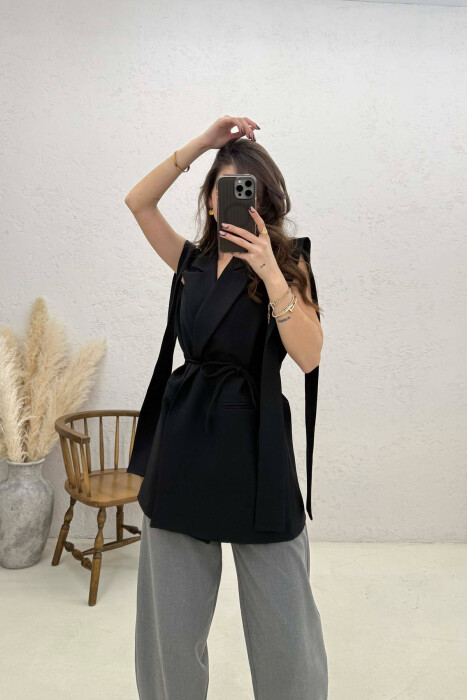 ONE COLOR LACING WOMEN VEST BLACK/ E ZEZE - 4