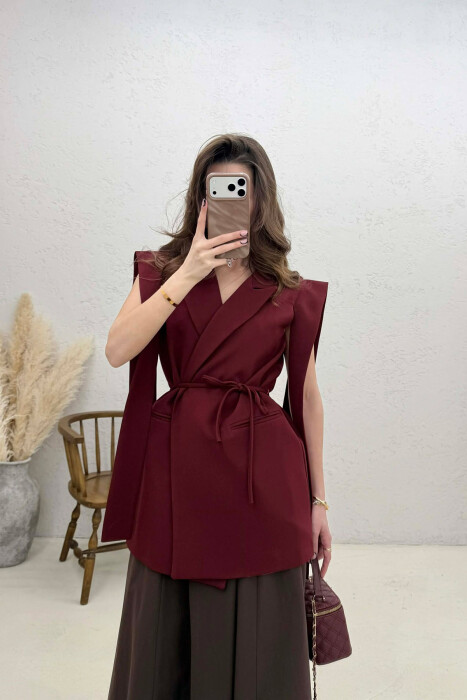 ONE COLOR LACING WOMEN VEST BURGUNDY/VISHNJE - 1