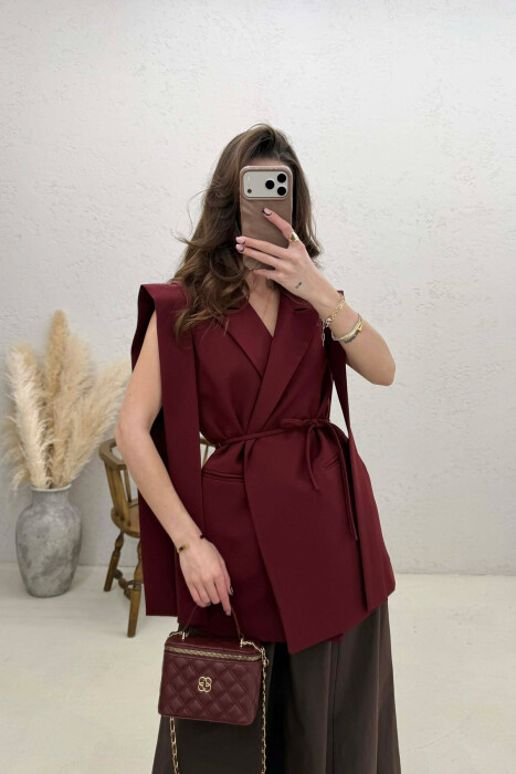 ONE COLOR LACING WOMEN VEST BURGUNDY/VISHNJE - 2