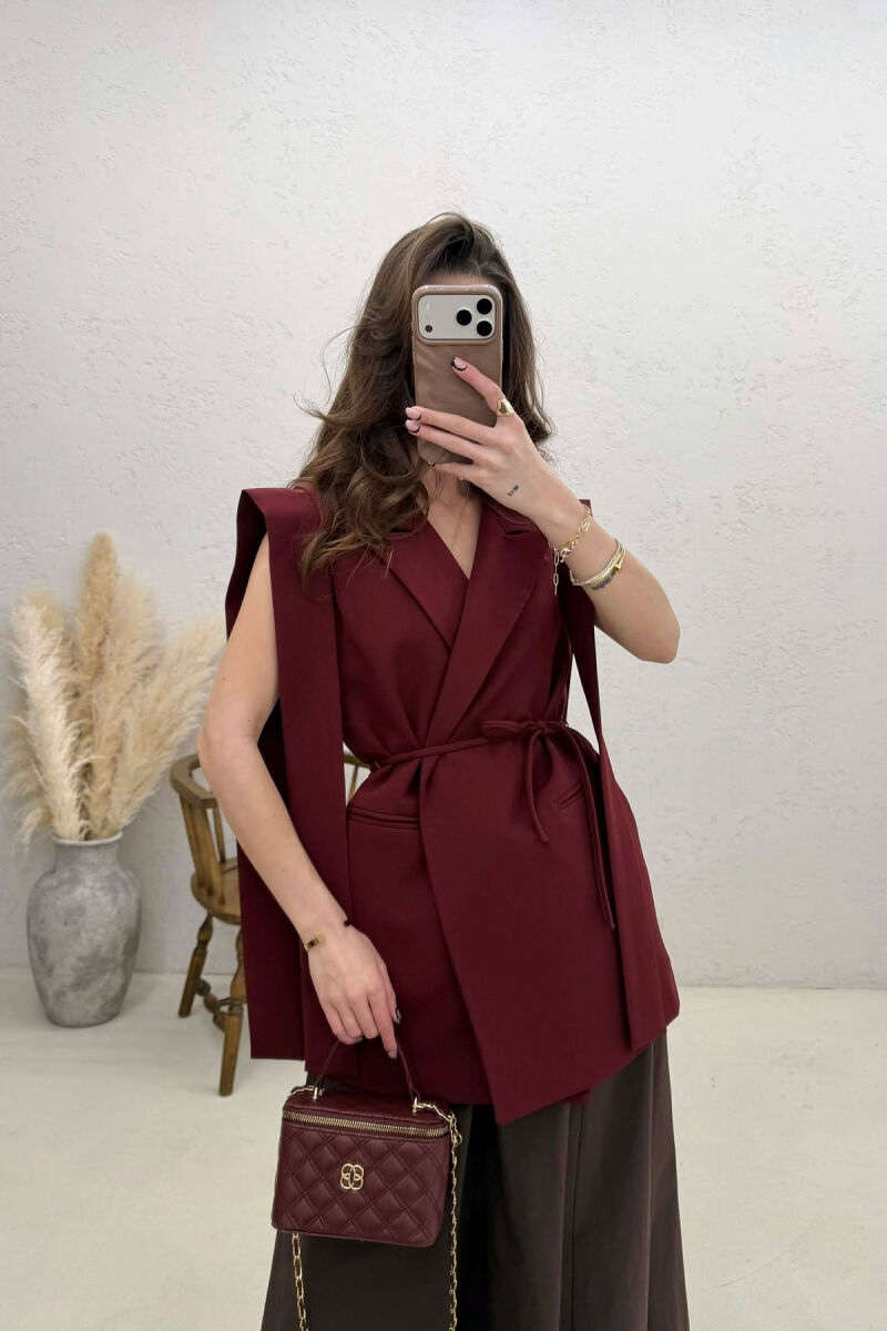 ONE COLOR LACING WOMEN VEST BURGUNDY/VISHNJE - 2