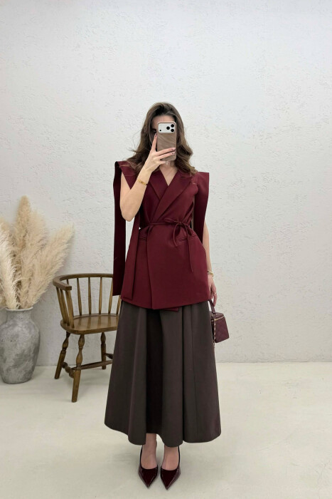 ONE COLOR LACING WOMEN VEST BURGUNDY/VISHNJE - 3