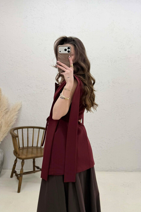 ONE COLOR LACING WOMEN VEST BURGUNDY/VISHNJE - 4