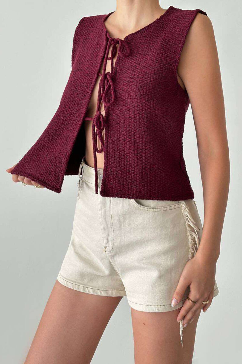 ONE COLOR LACING WOMEN VEST BURGUNDY/VISHNJE - 2