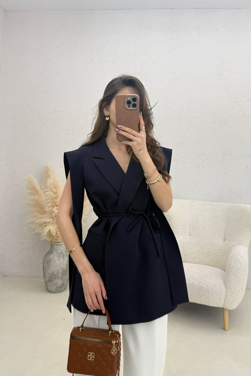 ONE COLOR LACING WOMEN VEST DARK BLUE/BEE - 1