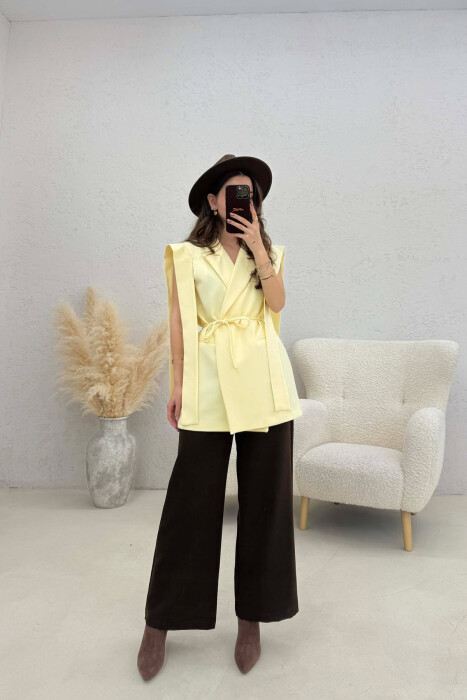 ONE COLOR LACING WOMEN VEST LEMON/ LIMON - 3