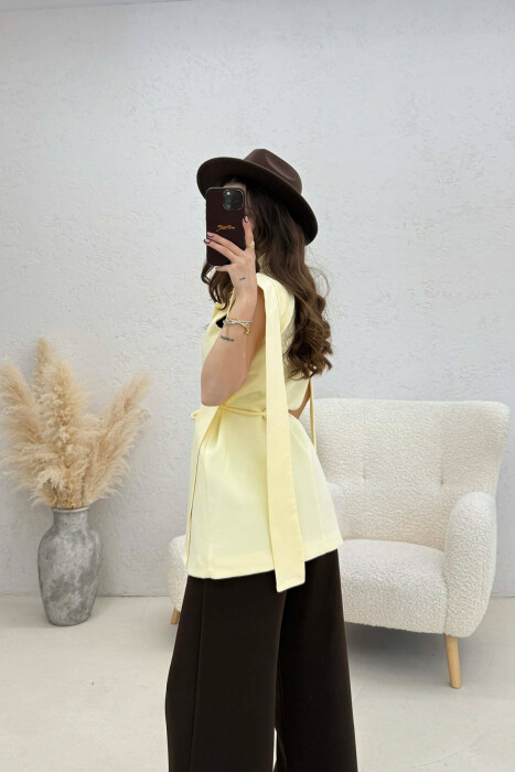 ONE COLOR LACING WOMEN VEST LEMON/ LIMON - 4