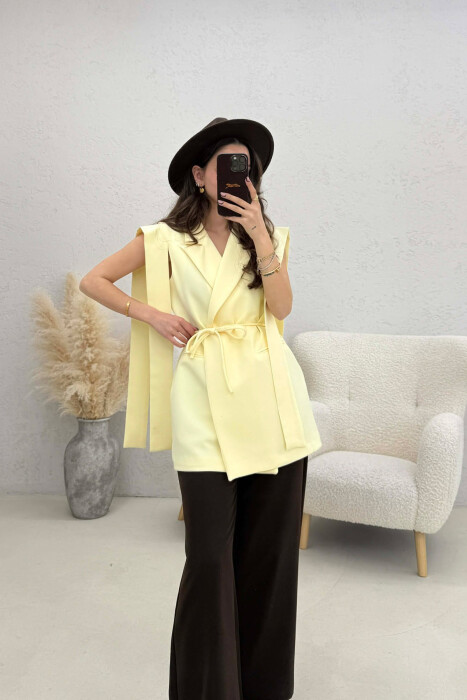 ONE COLOR LACING WOMEN VEST LEMON/ LIMON 