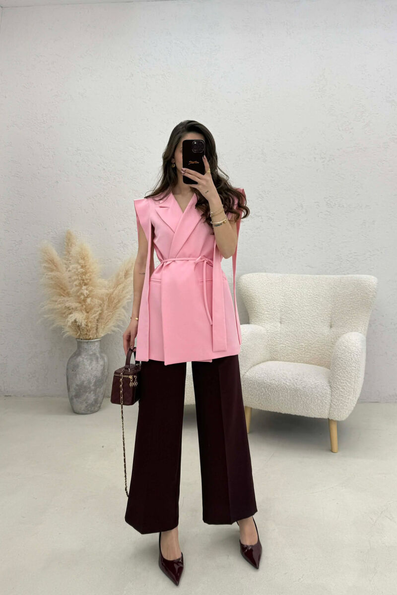 ONE COLOR LACING WOMEN VEST PINK/ROZE - 2