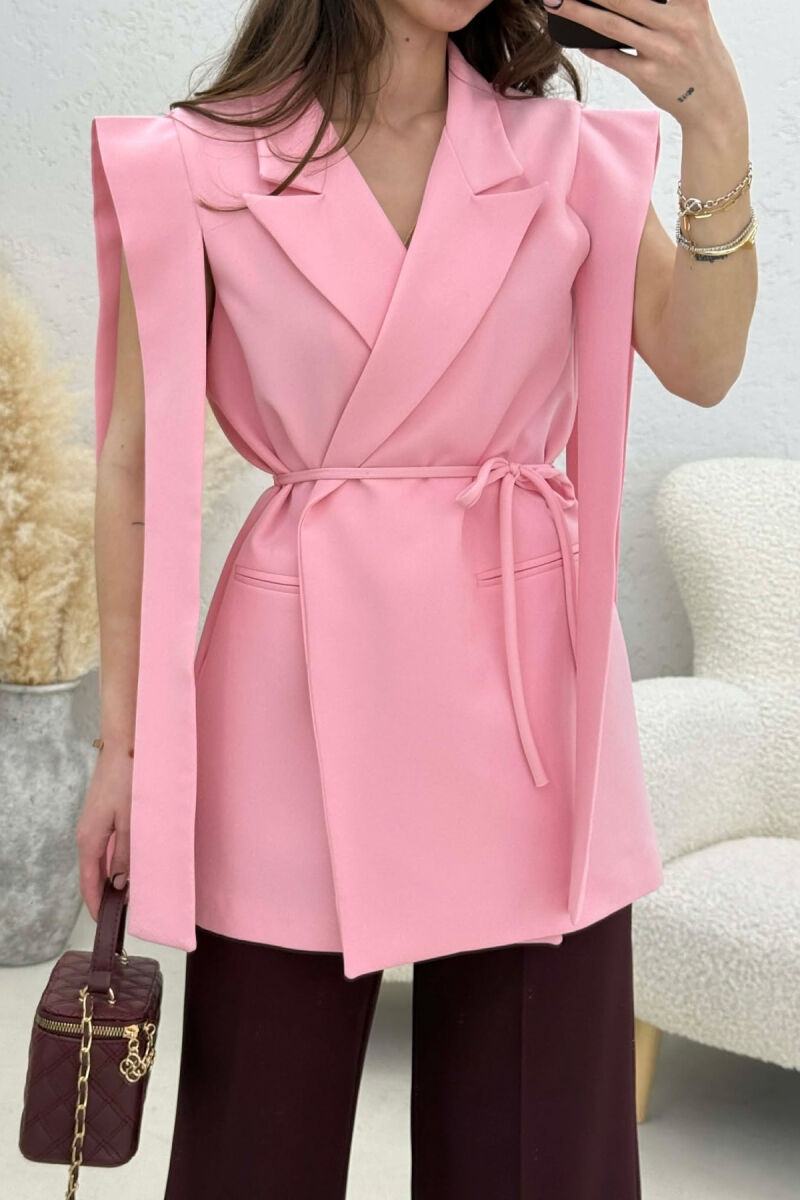 ONE COLOR LACING WOMEN VEST PINK/ROZE - 3