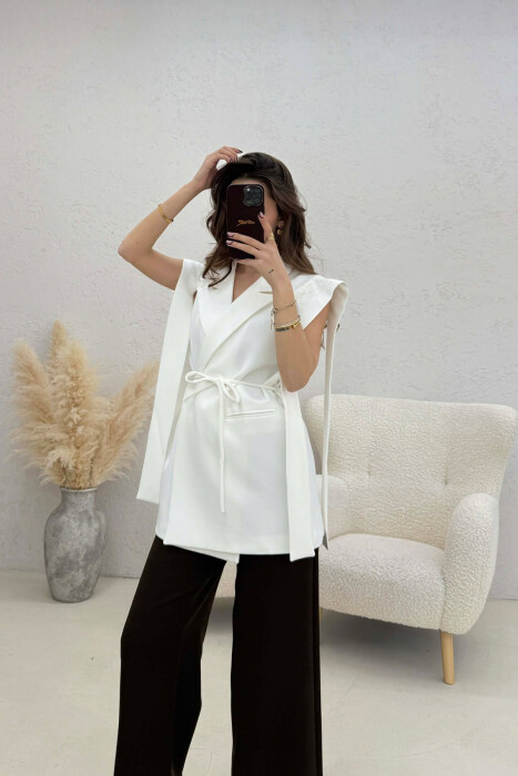 ONE COLOR LACING WOMEN VEST WHITE-E BARDHE 