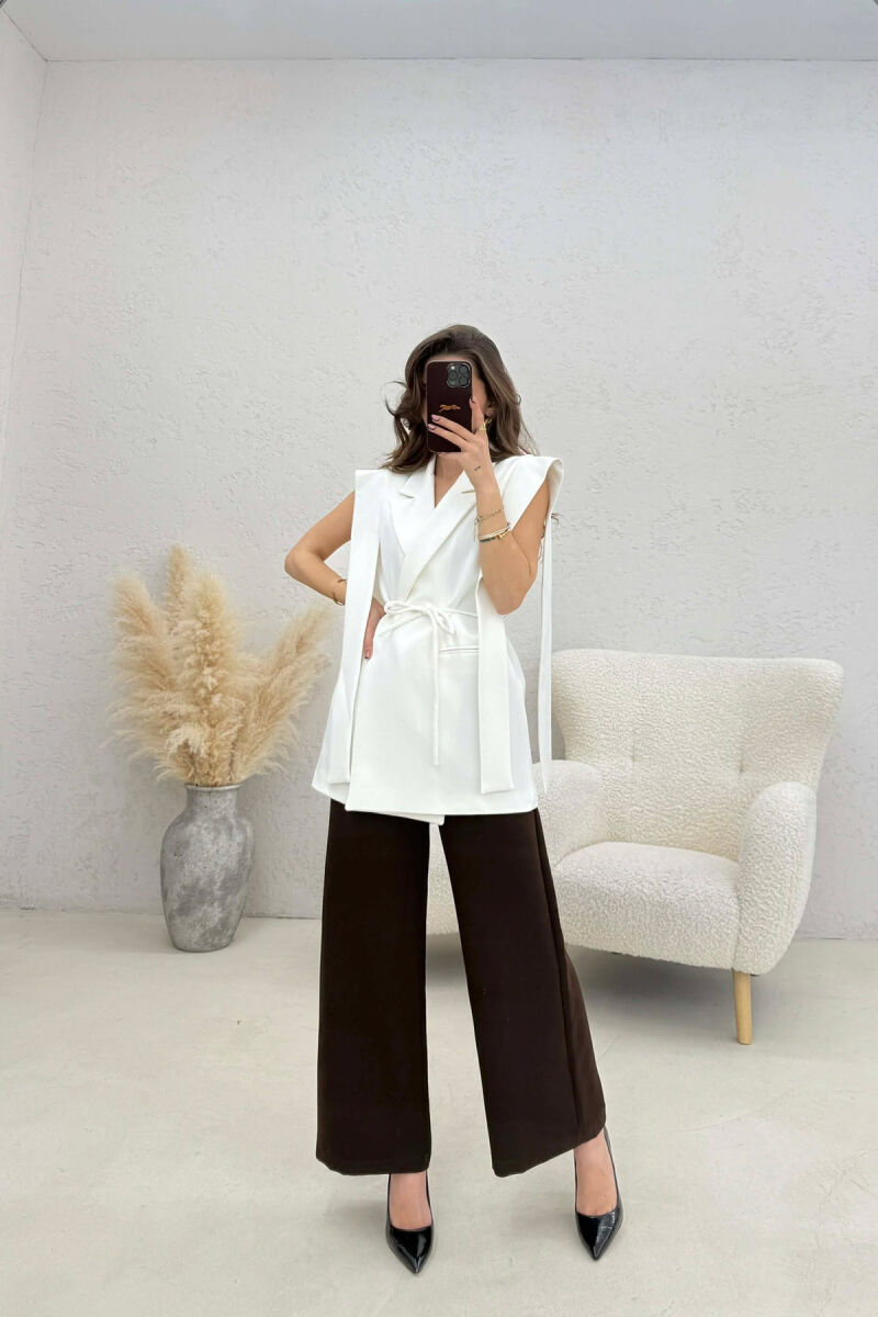 ONE COLOR LACING WOMEN VEST WHITE-E BARDHE - 3