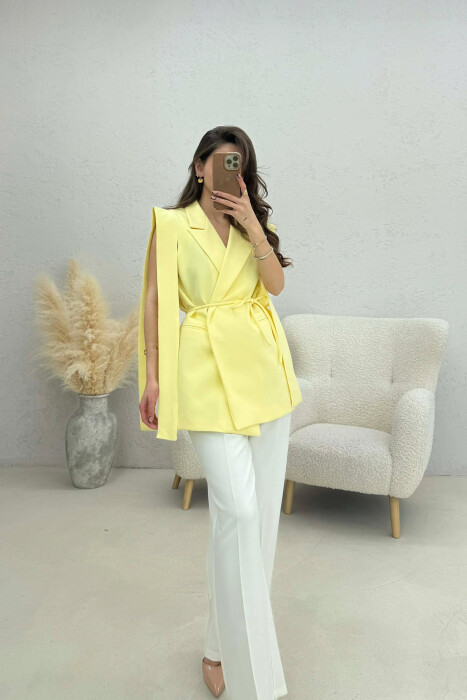 ONE COLOR LACING WOMEN VEST YELLOW/E VERDHE 