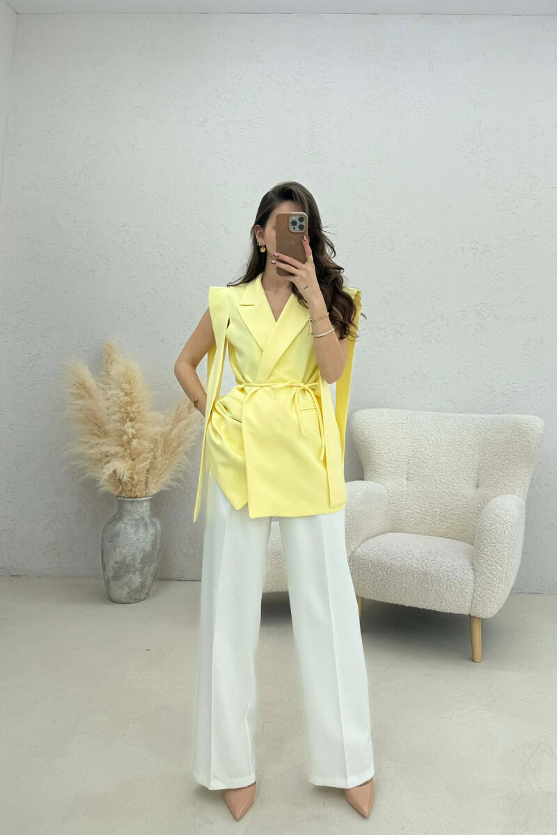ONE COLOR LACING WOMEN VEST YELLOW/E VERDHE - 2