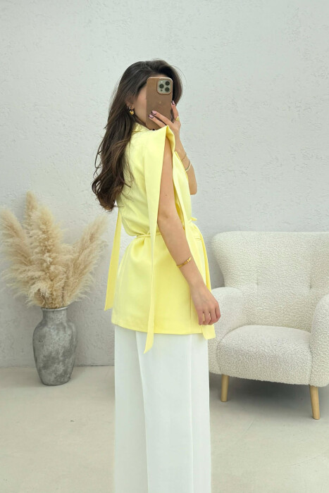 ONE COLOR LACING WOMEN VEST YELLOW/E VERDHE - 3