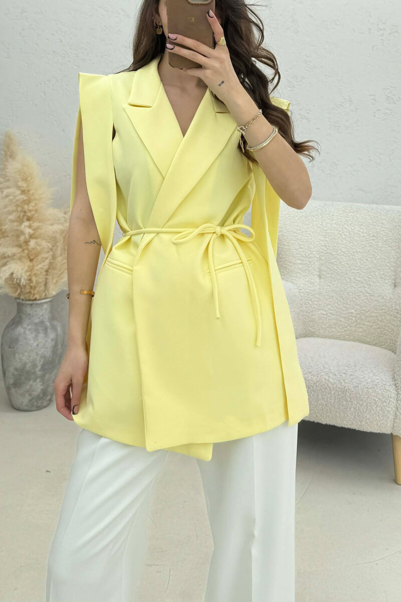 ONE COLOR LACING WOMEN VEST YELLOW/E VERDHE - 4