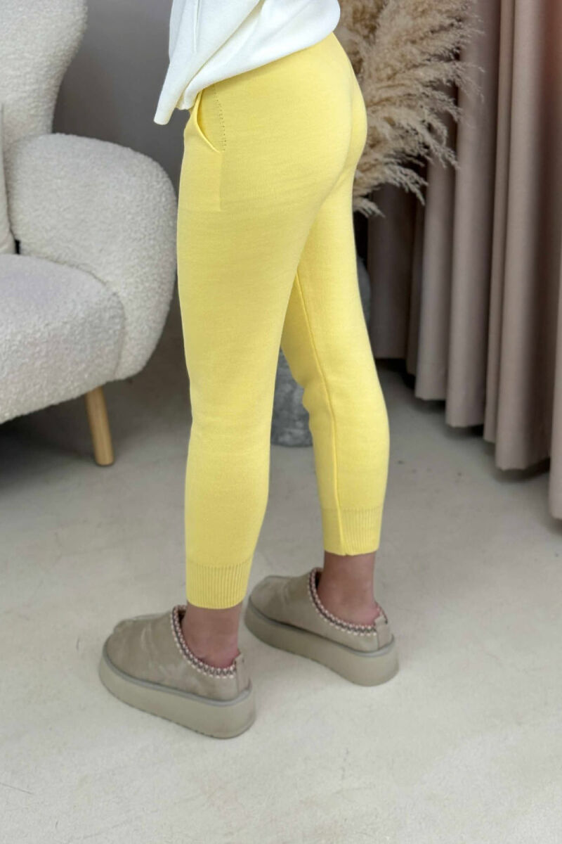 ONE COLOR LACINGS KNIT WOMEN TROUSERS YELLOW/E VERDHE - 5