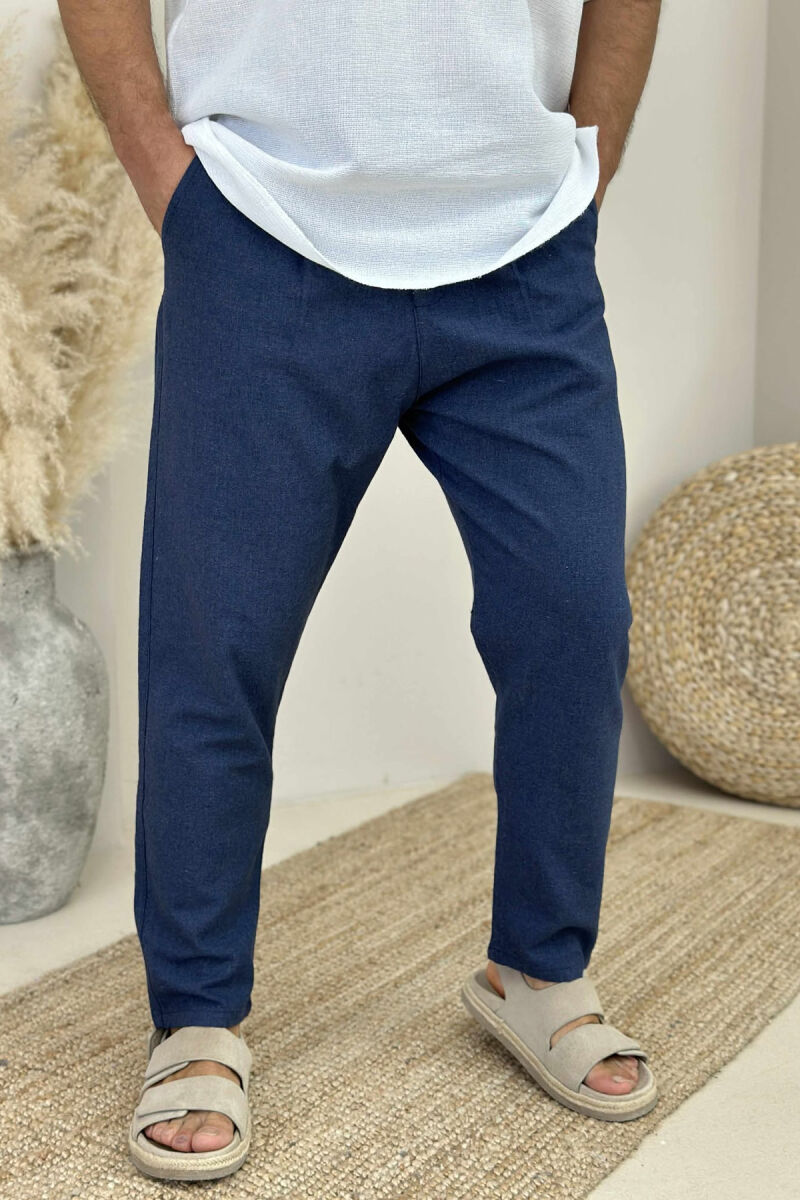 ONE COLOR LACINGS MEN PANTS DARK BLUE/BEE - 2